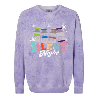 Christmas Icu Nurse Silent Night Intensive Care Nursing Xmas Colorblast Crewneck Sweatshirt