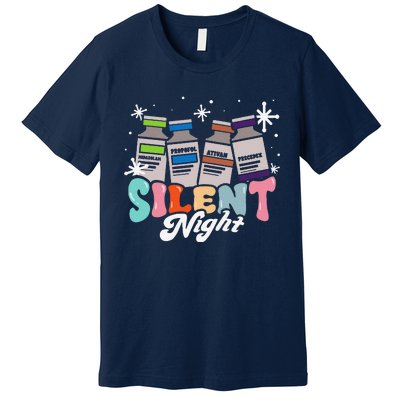 Christmas Icu Nurse Silent Night Intensive Care Nursing Xmas Premium T-Shirt