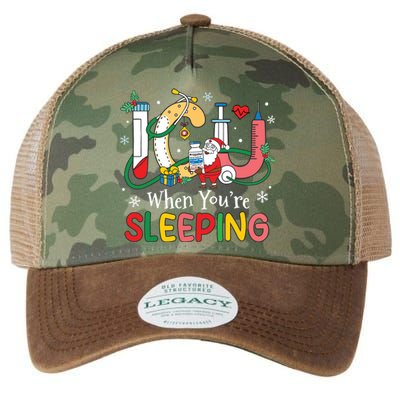 Christmas Icu Nurse Crew Santa Icu When Yourre Sleeping Legacy Tie Dye Trucker Hat