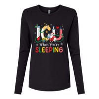 Christmas Icu Nurse Crew Santa Icu When Yourre Sleeping Womens Cotton Relaxed Long Sleeve T-Shirt