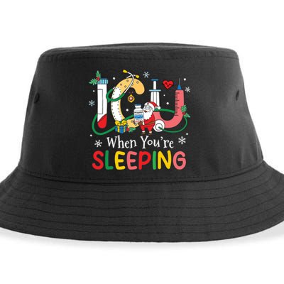 Christmas Icu Nurse Crew Santa Icu When Yourre Sleeping Sustainable Bucket Hat