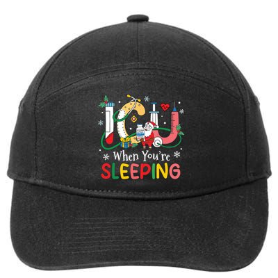 Christmas Icu Nurse Crew Santa Icu When Yourre Sleeping 7-Panel Snapback Hat