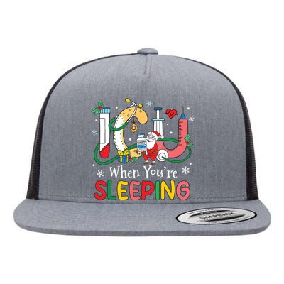 Christmas Icu Nurse Crew Santa Icu When Yourre Sleeping Flat Bill Trucker Hat