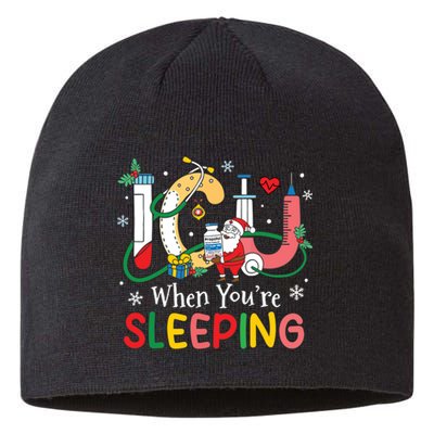 Christmas Icu Nurse Crew Santa Icu When Yourre Sleeping Sustainable Beanie