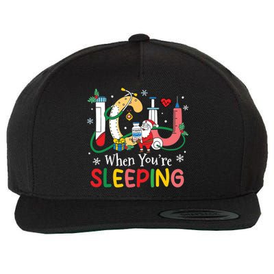 Christmas Icu Nurse Crew Santa Icu When Yourre Sleeping Wool Snapback Cap