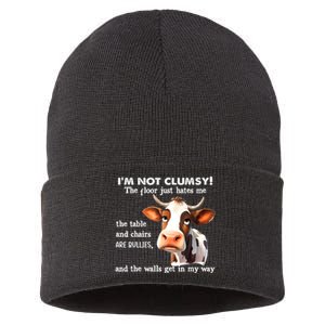 Cow IM Not Clumsy The Floor Just Hates Me The Table Sustainable Knit Beanie