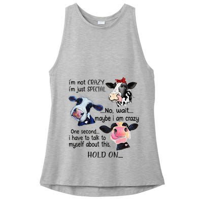 Cow IM Not Crazy IM Just Special Maybe IM Crazy Ladies PosiCharge Tri-Blend Wicking Tank