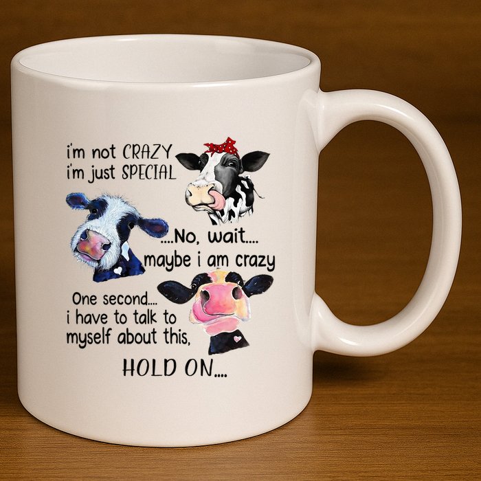 Cow IM Not Crazy IM Just Special Maybe IM Crazy 11oz C Handle Ceramic Mug