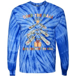 Christmas Icu Nurse Call Light Telemetry Healthcare Gift Tie-Dye Long Sleeve Shirt