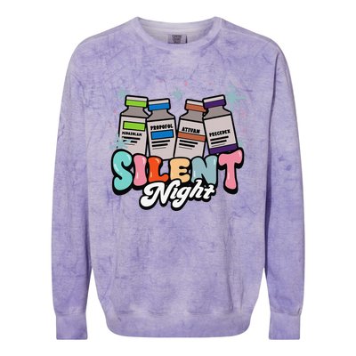 Christmas Icu Nurse Silent Night Intensive Care Nursing Xmas Colorblast Crewneck Sweatshirt