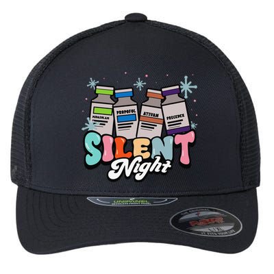 Christmas Icu Nurse Silent Night Intensive Care Nursing Xmas Flexfit Unipanel Trucker Cap