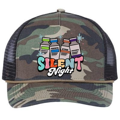 Christmas Icu Nurse Silent Night Intensive Care Nursing Xmas Retro Rope Trucker Hat Cap