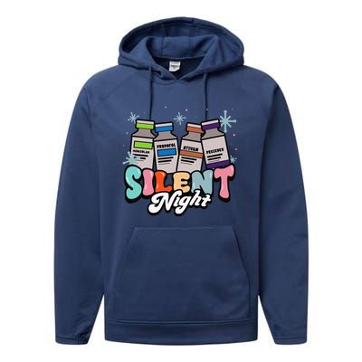 Christmas Icu Nurse Silent Night Intensive Care Nursing Xmas Performance Fleece Hoodie