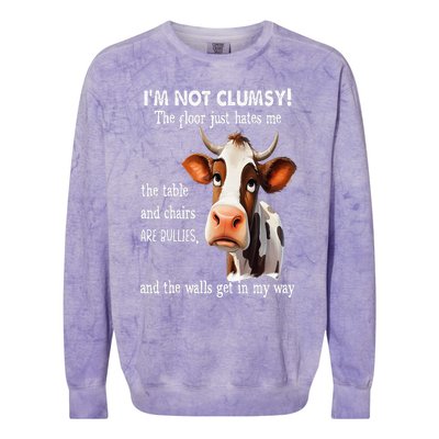 Cow IM Not Clumsy The Floor Just Hates Me The Table Colorblast Crewneck Sweatshirt