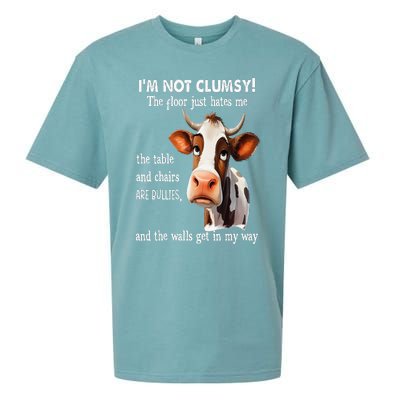 Cow IM Not Clumsy The Floor Just Hates Me The Table Sueded Cloud Jersey T-Shirt