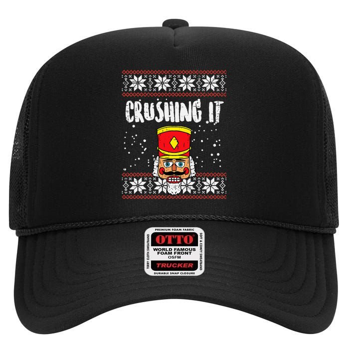 Crushing It Nutcracker Ugly Xmas holiday 2024 High Crown Mesh Back Trucker Hat