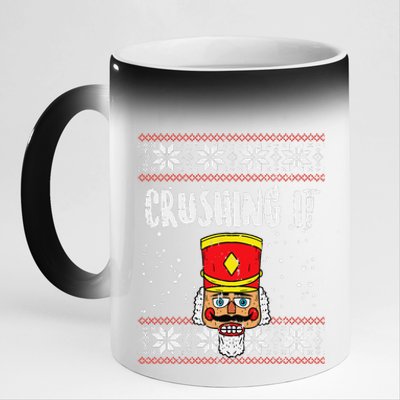 Crushing It Nutcracker Ugly Christmas Xmas Funny Funny 11oz Black Color Changing Mug