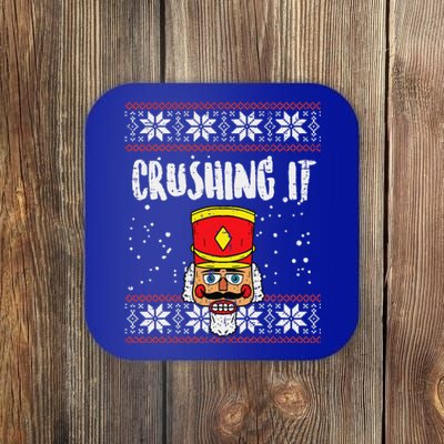 Crushing It Nutcracker Ugly Christmas Xmas Funny Funny Coaster