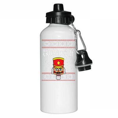 Crushing It Nutcracker Ugly Christmas Xmas Funny Funny Aluminum Water Bottle