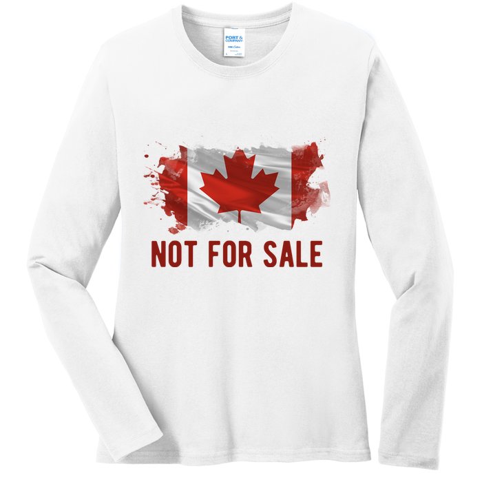 Canada Is Not For Sale Canadian Flag Ladies Long Sleeve Shirt