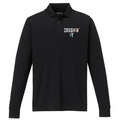 Crushin It Nutcracker Funny Nut Cracker Christmas Wo Girl Performance Long Sleeve Polo