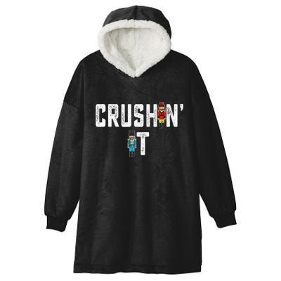 Crushin It Nutcracker Funny Nut Cracker Christmas Wo Girl Hooded Wearable Blanket