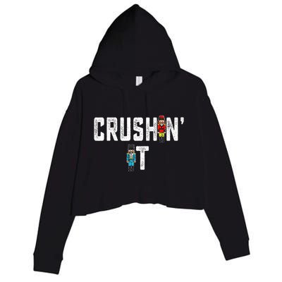 Crushin It Nutcracker Funny Nut Cracker Christmas Wo Girl Crop Fleece Hoodie