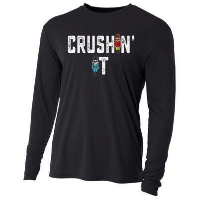 Crushin It Nutcracker Funny Nut Cracker Christmas Wo Girl Cooling Performance Long Sleeve Crew