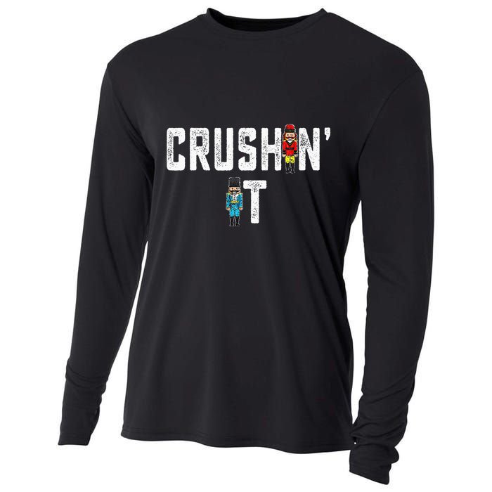 Crushin It Nutcracker Funny Nut Cracker Christmas Wo Girl Cooling Performance Long Sleeve Crew