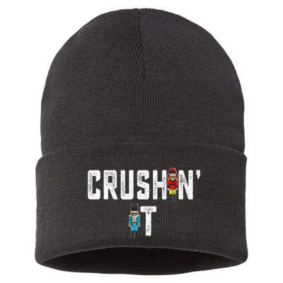Crushin It Nutcracker Funny Nut Cracker Christmas Wo Girl Sustainable Knit Beanie