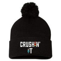 Crushin It Nutcracker Funny Nut Cracker Christmas Wo Girl Pom Pom 12in Knit Beanie