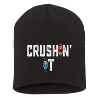 Crushin It Nutcracker Funny Nut Cracker Christmas Wo Girl Short Acrylic Beanie