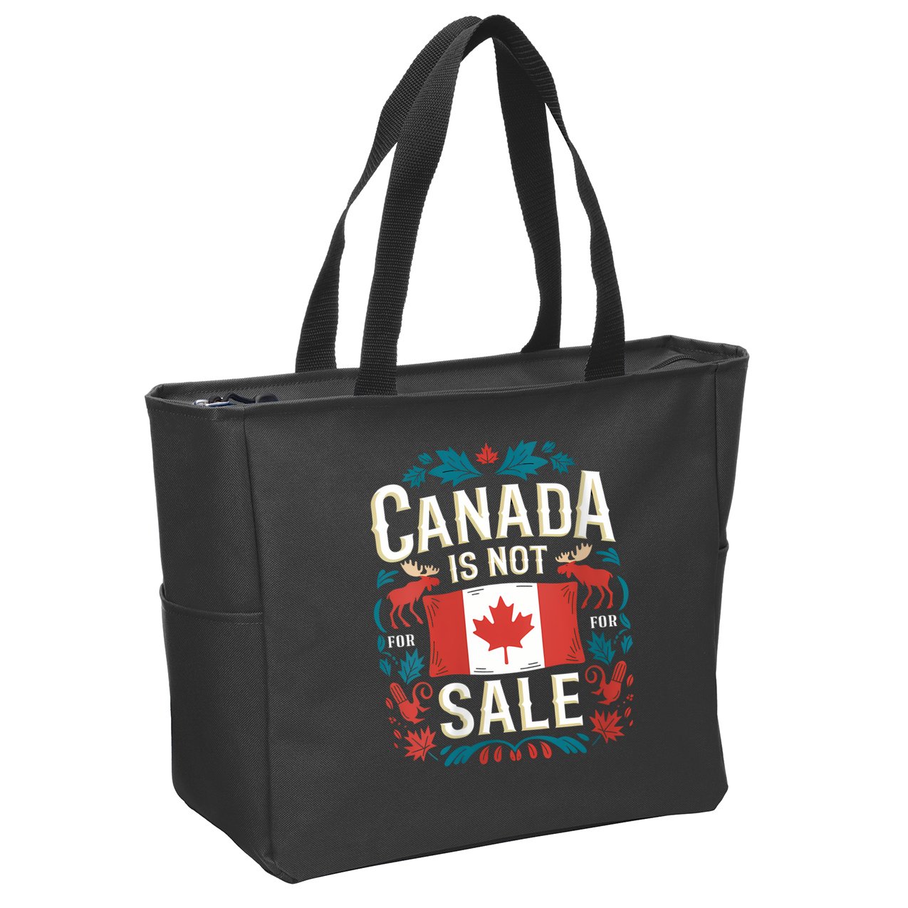 Canada Is Not For Sale Vneck Zip Tote Bag