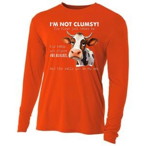 Cow Im Not Clumsy The Floor Just Hates Me Funny Cooling Performance Long Sleeve Crew