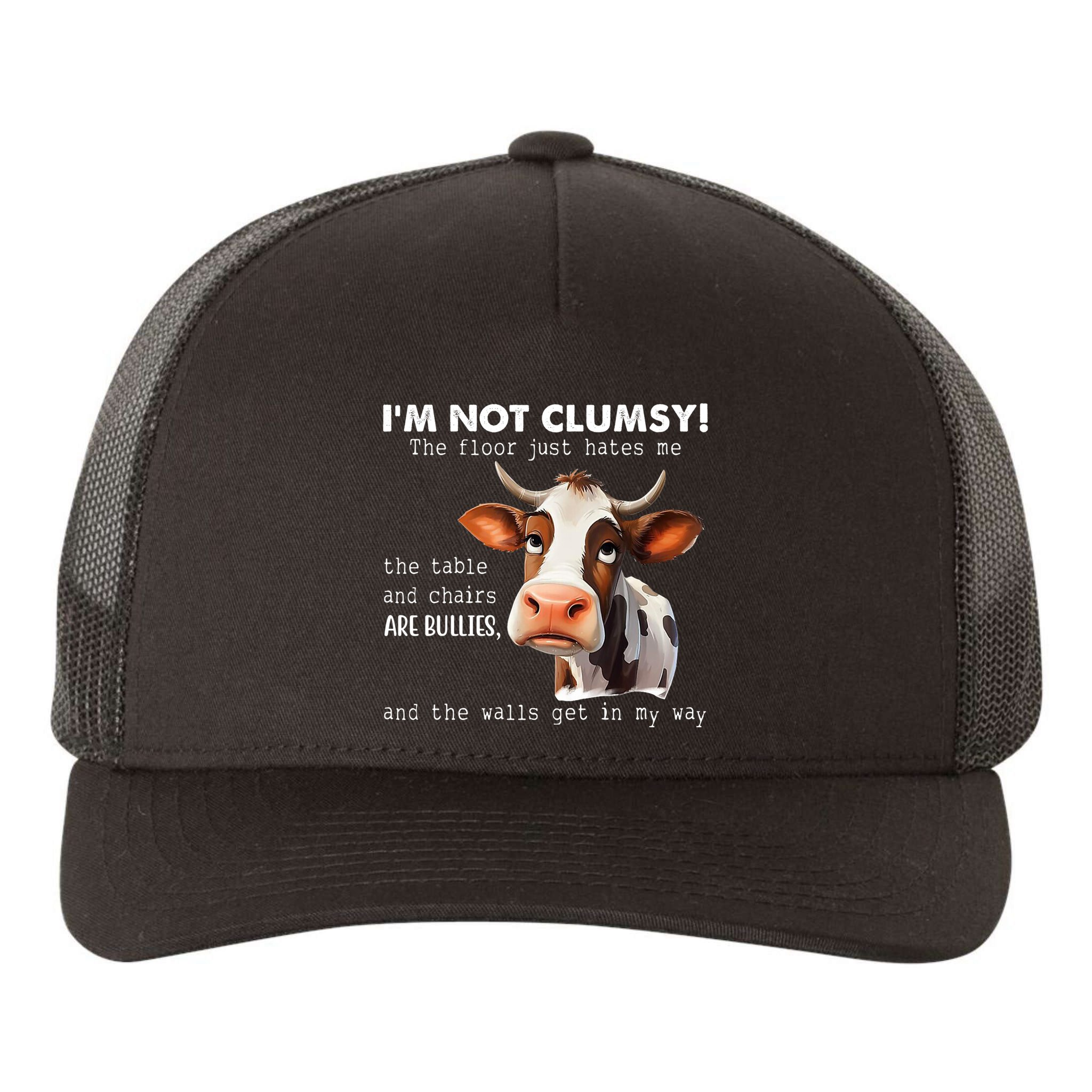 Cow Im Not Clumsy The Floor Just Hates Me Funny Yupoong Adult 5-Panel Trucker Hat