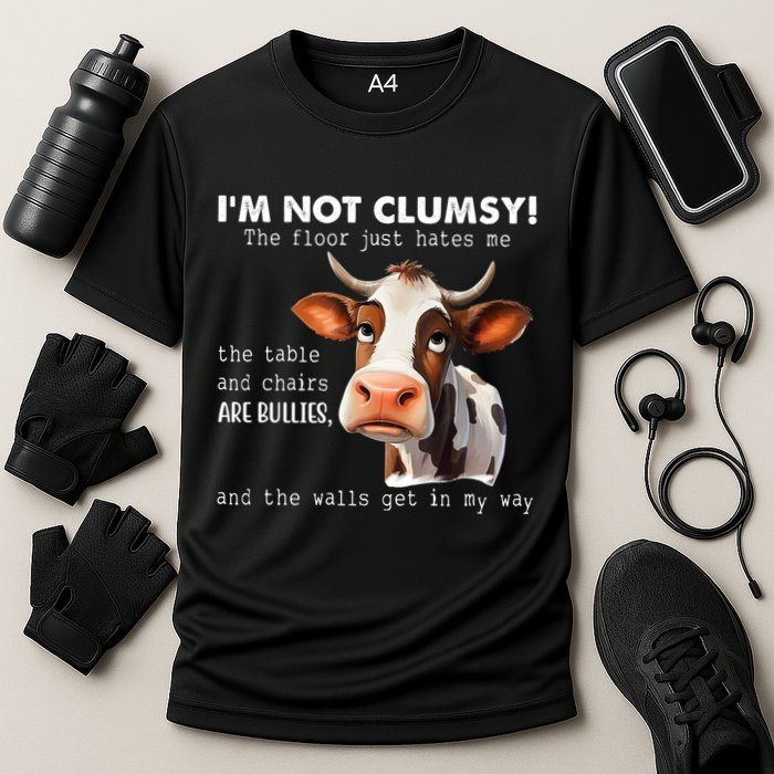Cow Im Not Clumsy The Floor Just Hates Me Funny Performance Shirt