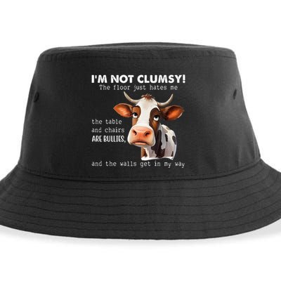 Cow Im Not Clumsy The Floor Just Hates Me Funny Sustainable Bucket Hat