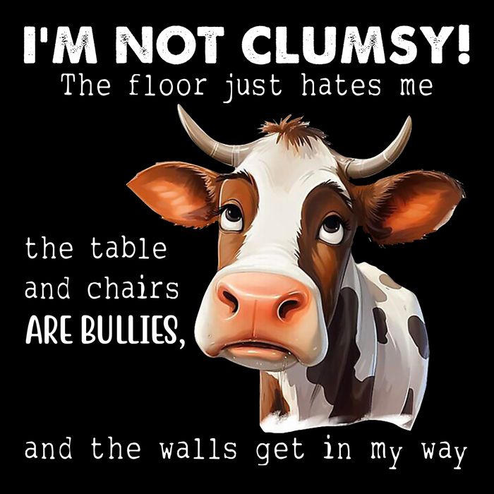 Cow Im Not Clumsy The Floor Just Hates Me Funny 7-Panel Snapback Hat