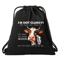 Cow Im Not Clumsy The Floor Just Hates Me Funny Drawstring Bag
