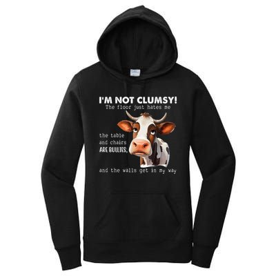 Cow Im Not Clumsy The Floor Just Hates Me Funny Women's Pullover Hoodie