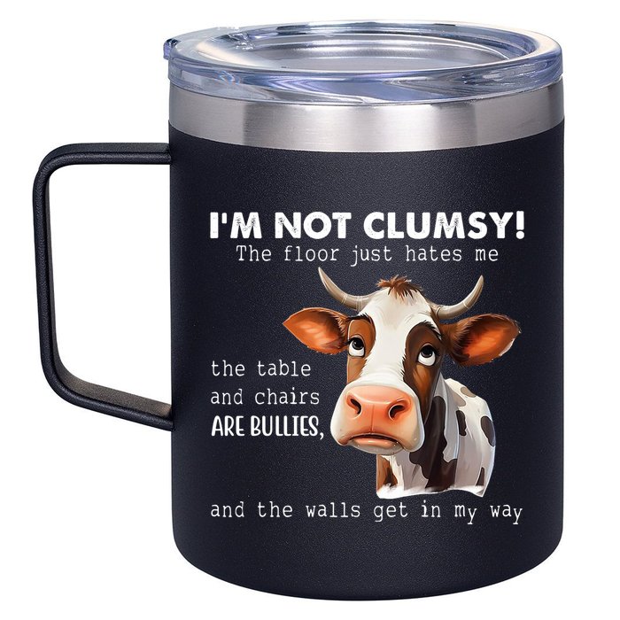Cow Im Not Clumsy The Floor Just Hates Me Funny 12oz Stainless Steel Coffee Mug