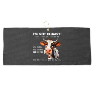 Cow Im Not Clumsy The Floor Just Hates Me Funny Large Microfiber Waffle Golf Towel