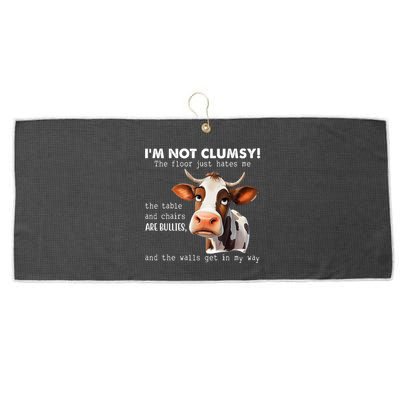 Cow Im Not Clumsy The Floor Just Hates Me Funny Large Microfiber Waffle Golf Towel