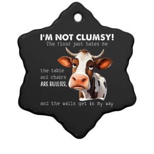 Cow Im Not Clumsy The Floor Just Hates Me Funny Ceramic Star Ornament