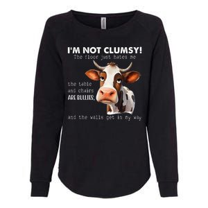 Cow Im Not Clumsy The Floor Just Hates Me Funny Womens California Wash Sweatshirt