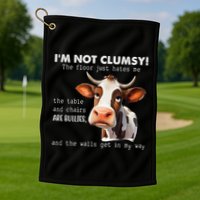 Cow Im Not Clumsy The Floor Just Hates Me Funny Golf Towel