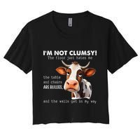 Cow Im Not Clumsy The Floor Just Hates Me Funny Women's Crop Top Tee