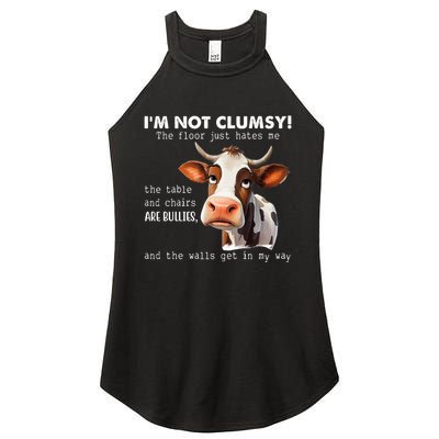 Cow Im Not Clumsy The Floor Just Hates Me Funny Women's Perfect Tri Rocker Tank
