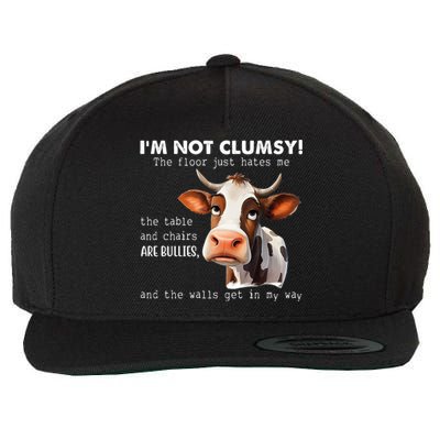 Cow Im Not Clumsy The Floor Just Hates Me Funny Wool Snapback Cap