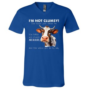 Cow Im Not Clumsy The Floor Just Hates Me Funny V-Neck T-Shirt